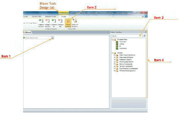 FIGURE AC 11-1 In the accompanying figure, the area where you type the name of an action to search for is referenced by ____.