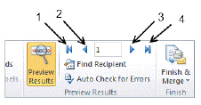 Figure WD 12-1   In Figure WD 12-1 above, ____ points to the Next Record button.