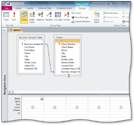 The accompanying figure shows a join of the Business Analyst and Client tables. ____________________ joins are used to show all the records in one table as well as the common records; that is, the records that share the same value in the join field.