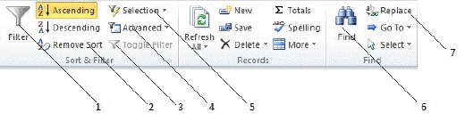 <strong> In the figure above, which button opens the Find and Replace dialog box?</strong> A) 3 B) 4 C) 5 D) 6