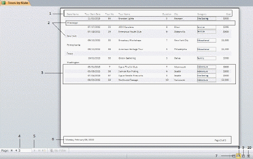 In the figure above, item 2 points to a Group Footer section.