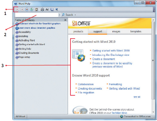 <strong> Item 1 shown in the figure above points to the ____.</strong> A) Help toolbar B) Search field C) Print button D) Connection status