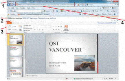 In the accompanying figure, item 3 points to the PowerPoint Web App ____________________.