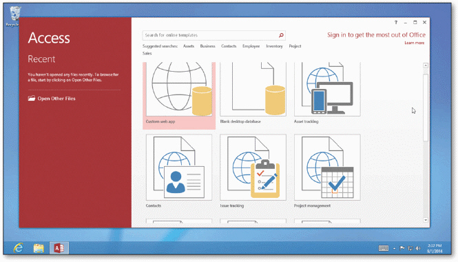 <strong>  When you run an app in Windows, it may appear in an on-screen work area app, called the ____, as shown in the accompanying figure.</strong> A) desktop B) Recycle Bin C) file D) Start screen <div style=padding-top: 35px> 