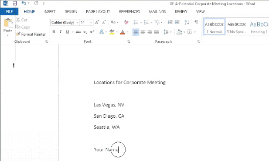 <strong> Once you have saved the document shown in the accompanying figure for the first time, clicking the ____ button saves changes without opening up a dialog box.</strong> A) New B) Save C) Print D) Close