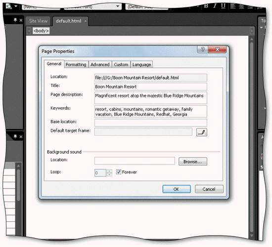 A Web page s title is added on the _____________________ tab in the Page Properties dialog box, as shown in the accompanying figure.