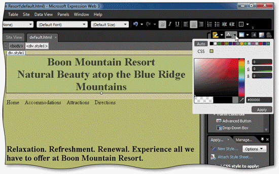 You can display a menu of available colors for text by clicking the ____________________ button arrow on the Common toolbar, as shown in the accompanying figure.