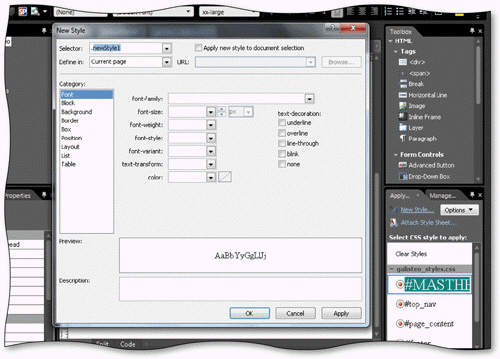 The New Style link is located on the ____________________, as shown in the accompanying figure.