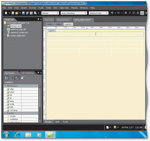 You can open the Caption Properties dialog box by right-clicking the caption row, as shown in the accompanying figure, and then clicking the Caption Properties command on the shortcut menu.