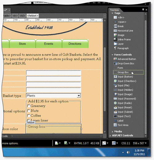 You can insert a form control by double-clicking an option in the _____________________, as shown in the accompanying figure.