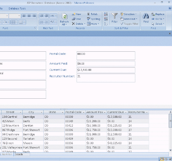 <strong> Figure 3-2 To use Filter By Selection to find all clients located in Berridge, click the City field for any record where the city is Berridge and then click the ____ button on the Home tab shown in the accompanying figure.</strong> A)Selection B)Filter By Selection C)Find D)Replace
