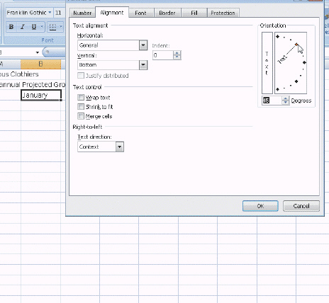 Figure 3-1 In the accompanying figure, if you enter 90 in the Degrees box in the Orientation area, the text will appear ____.