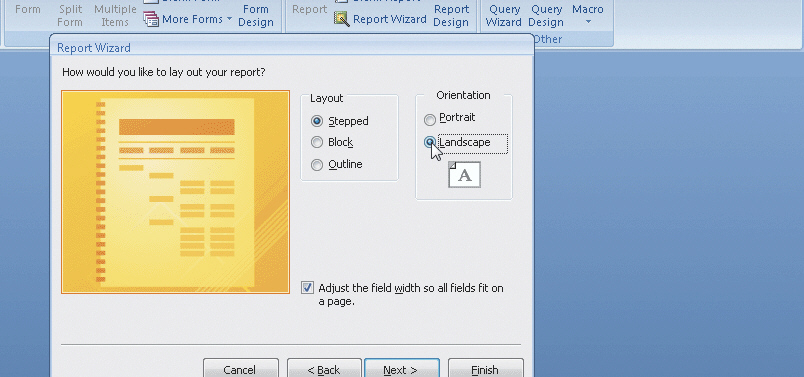 <strong> In the accompanying figure, why is Landscape orientation used to view the Access report on a Web page? _____</strong> A)Access can not display in portrait orientation. B)To prevent an empty margin on the left side of the page. C)To prevent an empty margin on the right side of the page. D)None of the above.