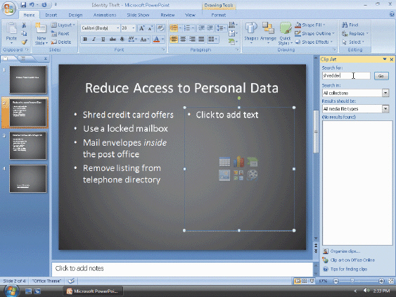<strong> Figure 2-4 In the accompanying figure, what type of placeholder is on the slide?</strong> A)content B)context C)text D)clip art