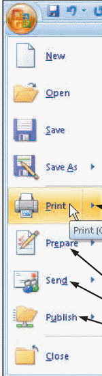 <strong> Figure 1-3 The _____ shown in Figure 1-3 is a central location for managing and sharing documents.</strong> A)Ribbon B)Office Button C)Quick Access Toolbar D)Mini toolbar