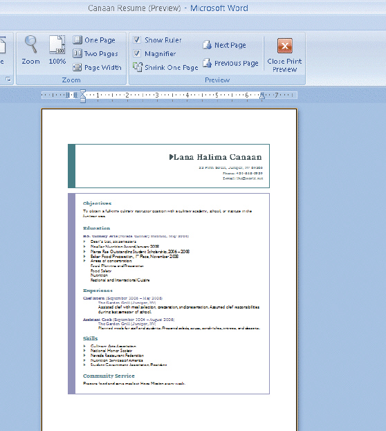   Figure 3-5 To see exactly how a document will look when it is printed, it can be displayed in print preview as shown in the accompanying figure.<div style=padding-top: 35px> 