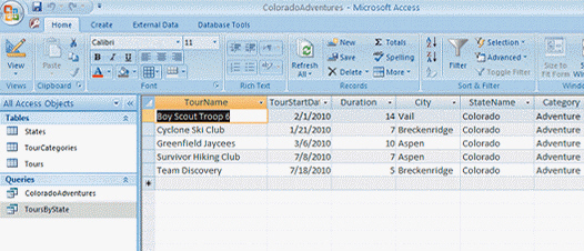 Matt Jeffries is a database designer at Quest Specialty Travel. He has used the main Tours database to isolate and analyze Adventure tours that occur in Colorado. Matt needs to add a text box to calculate these tours end dates in a form. Which View should he select?