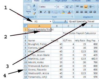 <strong> As shown in the figure above, item ____ points to the formula bar.</strong> A) 1 B) 2 C) 3 D) 4