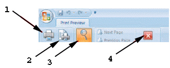 <strong> In the figure above, item 2 points to the ____ button.</strong> A) Close Print Preview B) Page Setup C) Zoom D) Print