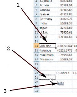 <strong> As shown in the figure above, item 3 points to the ____.</strong> A) cell being copied B) new location of copied content C) cell being dragged D) cell on which the fill handle is used