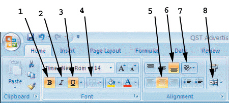 As shown in the figure above, item ____ points to the button that underlines text.