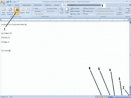<strong> If you wanted to view more of a document at a reduced size, you would click the ____ button pointed to by item 4 in the figure above.</strong> A) Orientation B) Zoom in C) Draft D) Zoom out