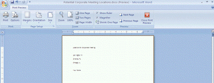 You work in the Customer Service unit of a major department store. A colleague who has just drafted a letter has asked for your assistance using the Print Preview screen of Word. A preview of your colleague s document appears below. Which button should your colleague click to obtain a physical copy of the document?