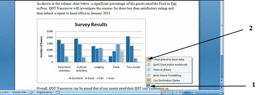 <strong> The chart shown in the figure above will reflect ____ updates made to the source chart in Excel.</strong> A) color B) font size C) data D) font type