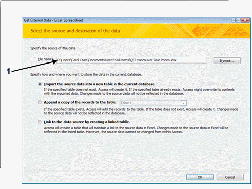 In the figure above, the ____ button opens a dialog box that enables you to navigate to the drive and folder where you store your Data Files.