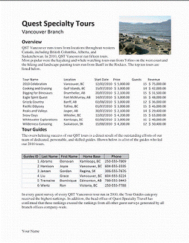 Mary Lou Jacobs has asked you to test the quality of links from an Access table to an Excel spreadsheet and a Word document. In the figure below, the Tours table is linked to a table in Excel, which in turn is linked to a source Access table. The Guides table is directly linked to a source Access table. After changing the last name in record 1 of the source Access Guides table to Abrams, how do you verify that Last Name changes to Abrams in Word?