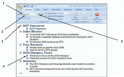   In the figure above, item 4 points to Level 2 ____ text.