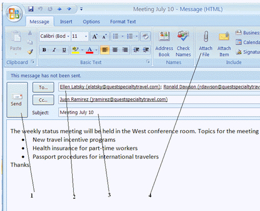 <strong> Item 2 in the figure above shows the ____.</strong> A) Carbon copy recipients B) Color copy icon C) Recipients D) Address book