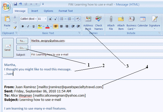 In the figure above, Martha Sevigny is the ____________________ of the e-mail message.