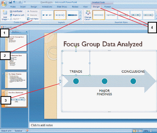 Item 4 in the above figure is pointing to two contextual tabs.