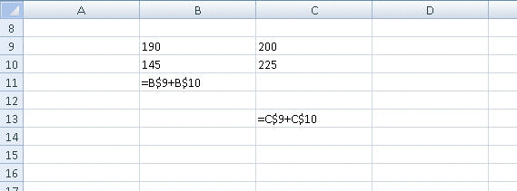 FIGURE EX 3-1 In Figure EX 3-1 above, the formula in cell B11 contains a relative reference to ____.