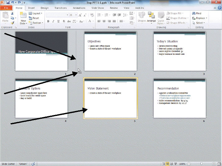 <strong>FIGURE PPT 1-1 The ____ feature is shown in Figure PPT 1-1 above.</strong> A) changing layout B) drag-and-drop C) running a slide show D) outline