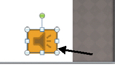 <strong>FIGURE PPT 3-2 The arrow is pointing to a(n) ____ in Figure PPT 3-2 above.</strong> A) action button B) animation effect C) text box D) transition effect