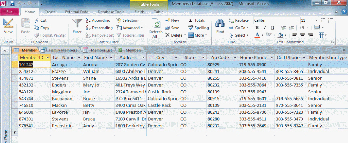 FIGURE AC 1-1 Referring to Figure AC 1-1 above, if you sorted the database on Last Name, you would be sorting on a ____.