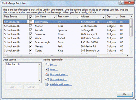 FIGURE AC 6-1 Referring to Figure AC 6-1 above, the data source for the mail merge is a(n) ____.