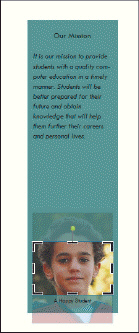 <strong>FIGURE PB 2-1 Referring to Figure PB 2-1 above, the picture of the child was just inserted into the placeholder. The appearance of the crop marks indicates that ____.</strong> A) the photo of the child was bigger than the placeholder B) the placeholder was bigger than the photo of the child C) there was a problem with the way the photo was pasted into the placeholder D) all of the above