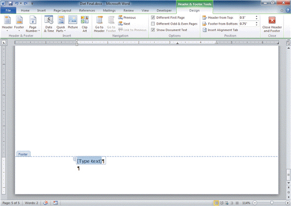 <strong>FIGURE WD 7-1 In Figure WD 7-1 above, the appearance of the Header Footer Tools Design tab means that there is a header or footer that is ____.</strong> A) missing B) active C) saved D) needing attention