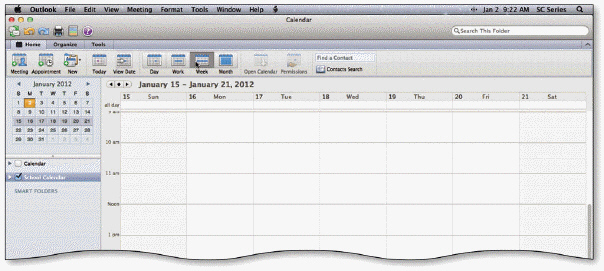 <strong> The accompanying figure shows ____ view, which is the default view for Calendar.</strong> A)Day B)Work C)Week D)Hour-by-Hour