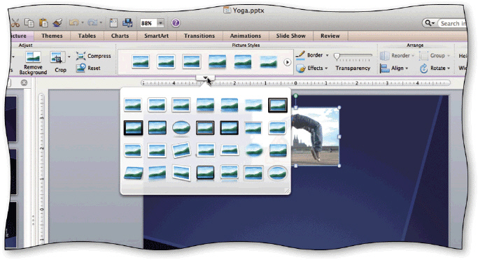 <strong> The expanded Picture Styles gallery, shown in the accompanying figure, is displayed by clicking the ____ button.</strong> A)More B)Expand C)Show all styles D)Full style set