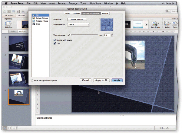 <strong> You can ____ anywhere on a slide and then click Format Background to open the Format Background dialog box, shown in the accompanying figure.</strong> A)click B)triple-click C)CONTROL-click D)double-click