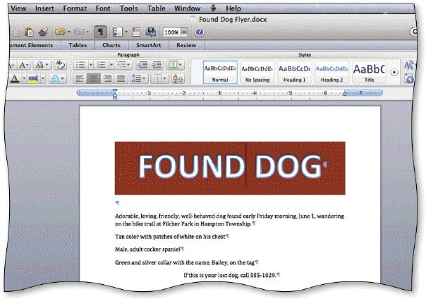 As shown in the accompanying figure, Word shades a shaded area from the left margin to the right margin of the current paragraph.