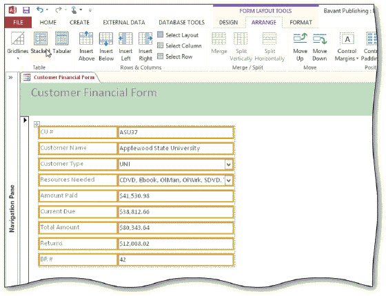 On a custom form, such as that shown in the accompanying figure, you could add a field by clicking the ____________________ button on the DESIGN tab.