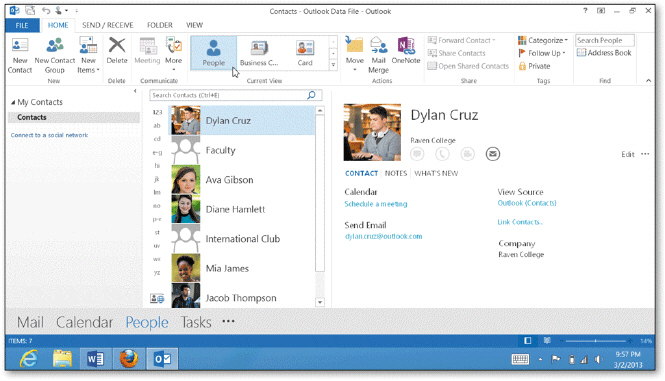 Using a contact list, like the one in the accompanying figure, to manage your contacts can increase productivity greatly.