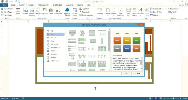 To display the Choose a SmartArt Graphic dialog box shown in the accompanying figure, click the ____ button on the INSERT tab.