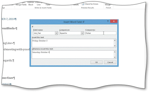 <strong> As shown in the dialog box in the accompanying figure, the phrase that will appear after the word If is called a(n) ____.</strong> A) operator B) expression C) field D) condition
