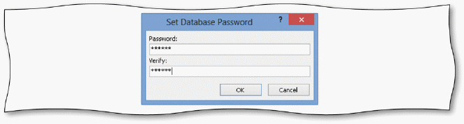 The acsampanying figure shows the Set Database Password dialog box. To encrypt a database with a password, tap or click the ____ button on the Info tab in Backstage view.